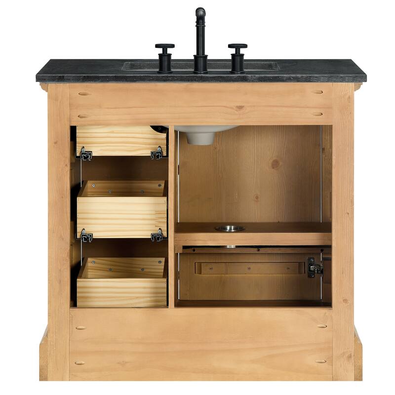 Hervas Bath Vanity with Natural Marble Top and Mirror