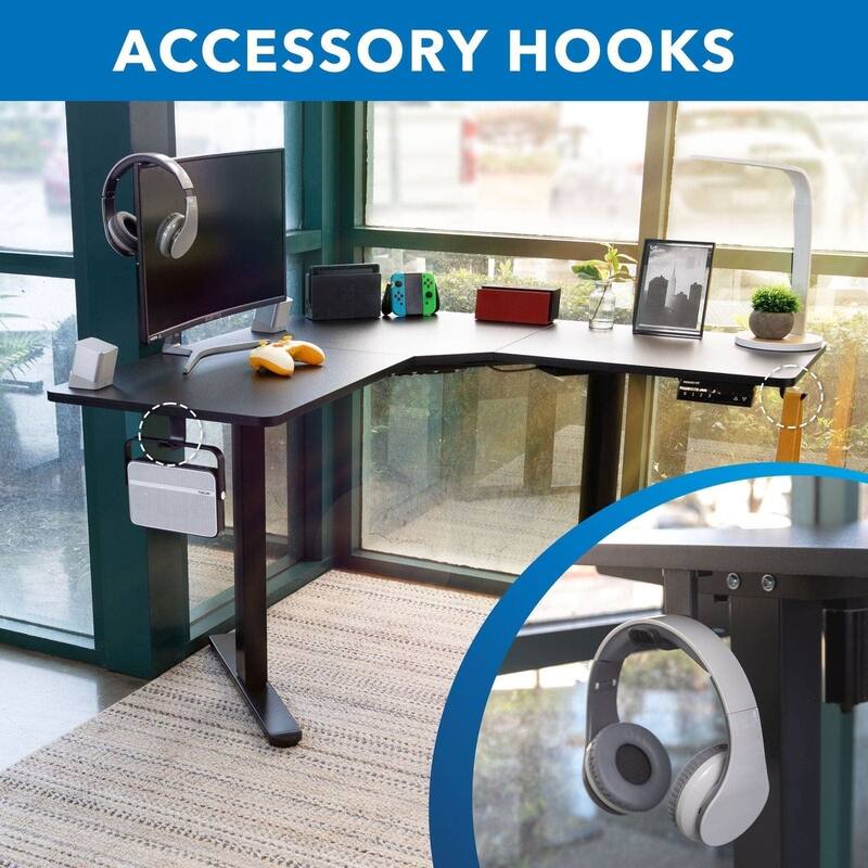 Mount-It! 38"W L-Shaped Adjustable Particle Board Standing Desk, Black (MI-15003)