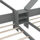 preview thumbnail 6 of 6, Grey Double Twin Size Solid Pine Wood Platform Bed with House-shaped Headboard, Built-in Nightstand