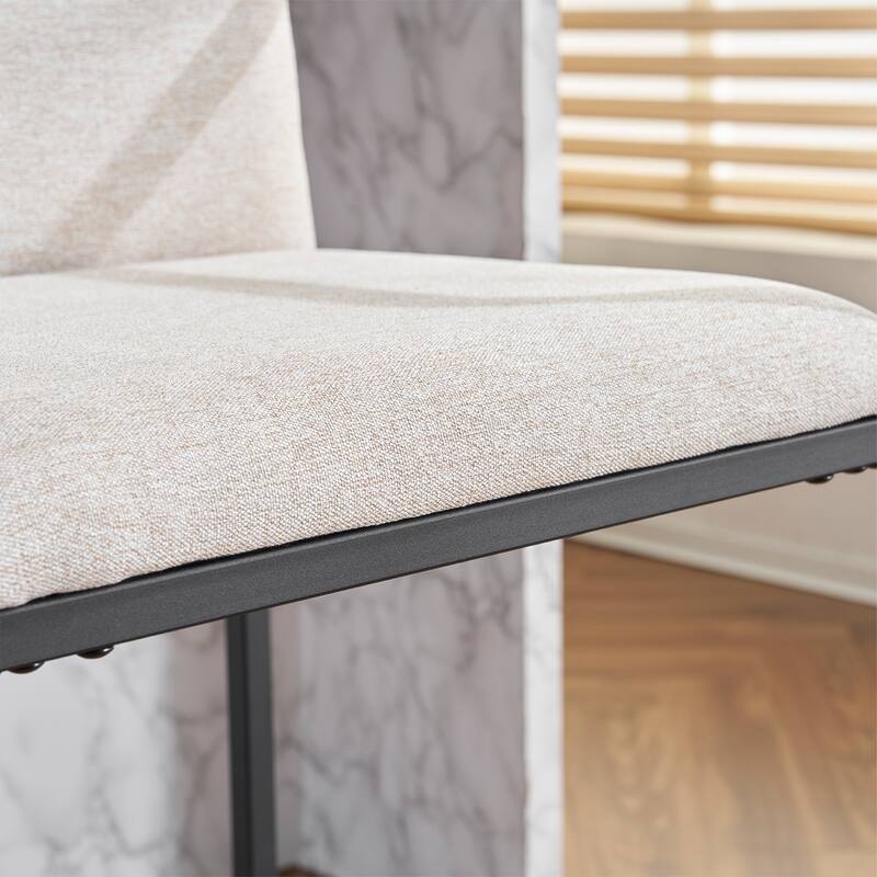 Upholstered Counter Height Bar Stool Set of 2, Armchair with Metal Frame