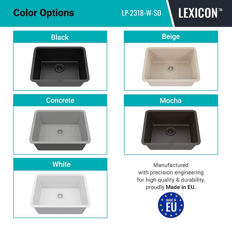 23" x 18" Quartz Kitchen Sink, Single Bowl Sink, Drop-in Sink, Undermount Sink, Granite Kitchen Sink, with Steel... - 23"x18"