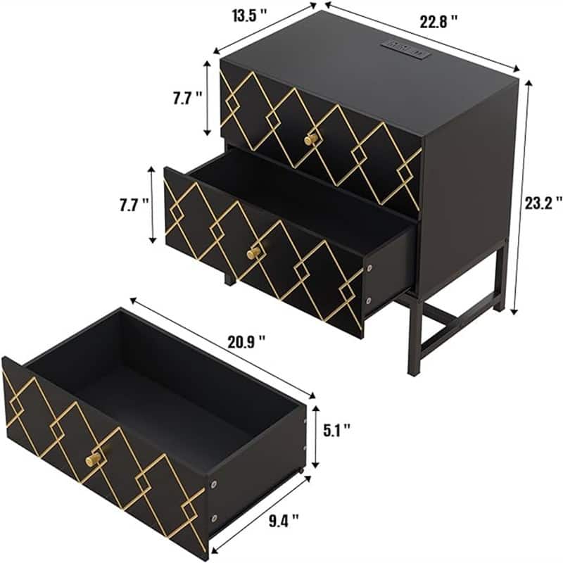 Night Stands with 2 Drawers 23 inches