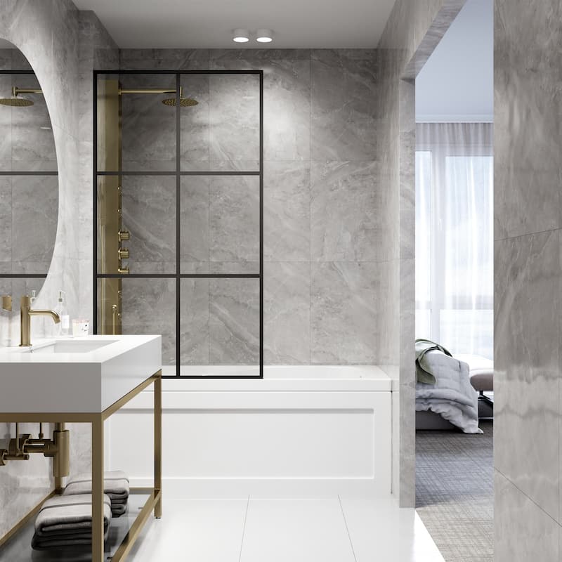 Vigo VG6091CL3462 Ventana 62" High x 34" Wide Shower Screen Framed Tub