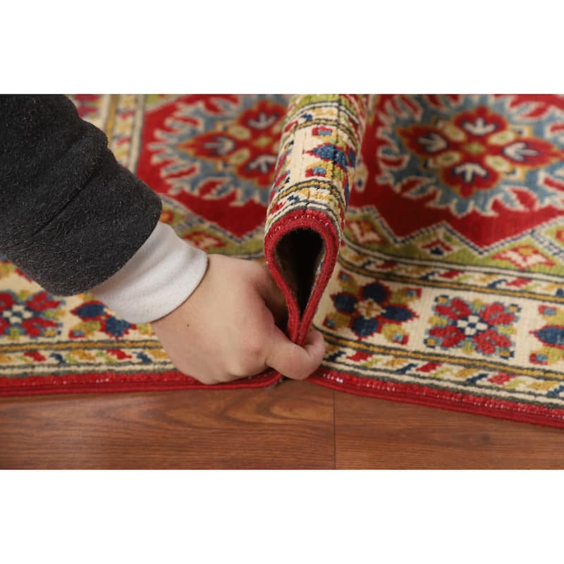 Geometric Kazak Oriental Accent Rug Hand-Knotted Wool Carpet - 2'0" x 3'0"
