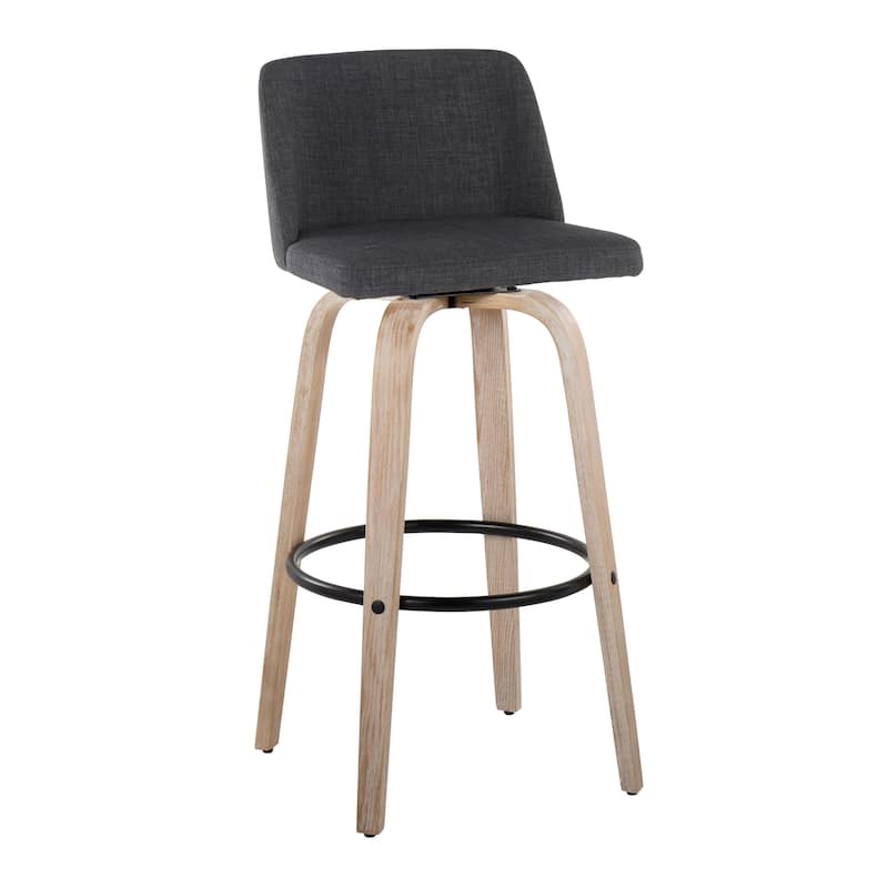 The Gray Barn Vallberga 30" Fixed-Height Bar Stool with White Washed Wood Base (Set of 2)