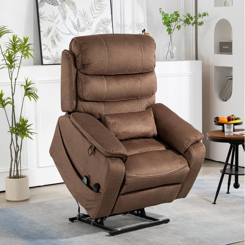 Deluxe Version Dual Motors Power Lift Recliner,Lay Flat 74.8 " Length,100% Polyester,Message/Heat,Eazy Assemble