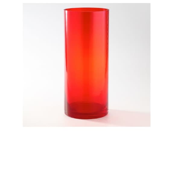 14" Red Transparent Cylinder Glass Vase Tabletop Decor - N/A