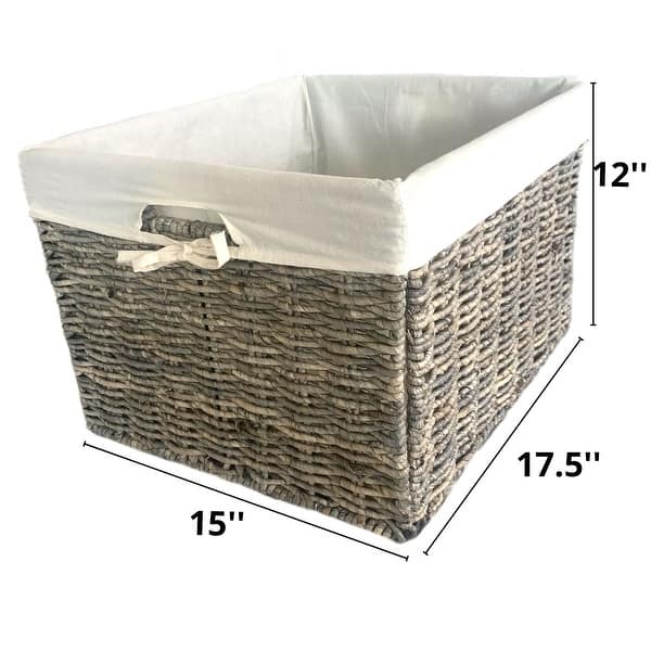 dimension image slide 0 of 2, Handwoven Large Woven Maize Rectangular Storage Baskets (Set of 2)