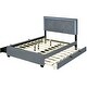 preview thumbnail 31 of 50, Velvet Platform Bed with LED and Trundle, Full Size with Storage Drawers