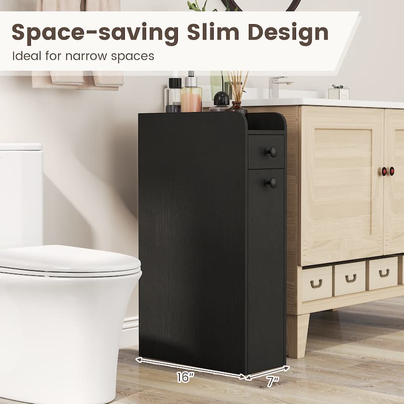Gymax Small Bathroom Storage Cabinet 4-Tier Narrow Toilet Side Storage