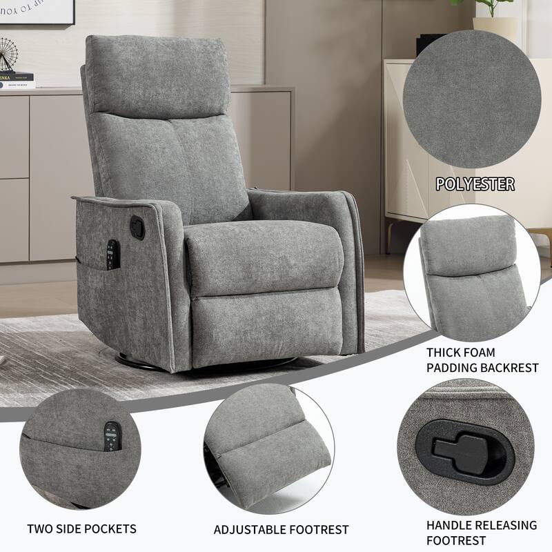 Swivel & Rocking Recliner Chair with Heat & 8-Point Massage