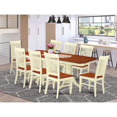 Dining Set 9 Piece Table & Chairs - Solid Wood Kitchen Dinette Set - Elegant Design