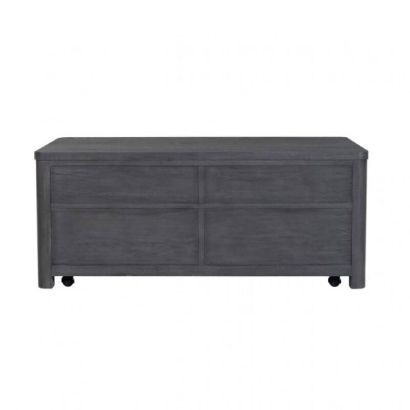 Zoko Lift Top Coffee Table w Wheels, 2 Drawers, Ash Gray Wood, 46 Inch