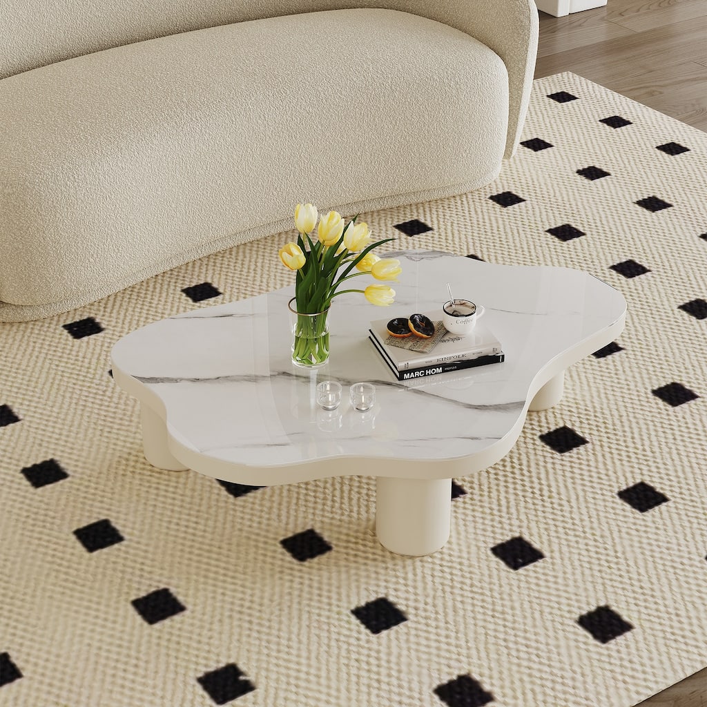 47.3 In Fiberglass Tabletop Modern Cloudy Shape End Table