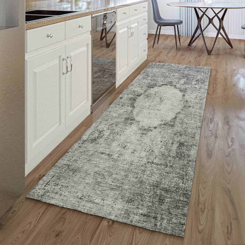 Premium Washable Super Soft Distressed Traditional Mayfield Rug - Gray - 2' 3" x 7' 6" - Runner