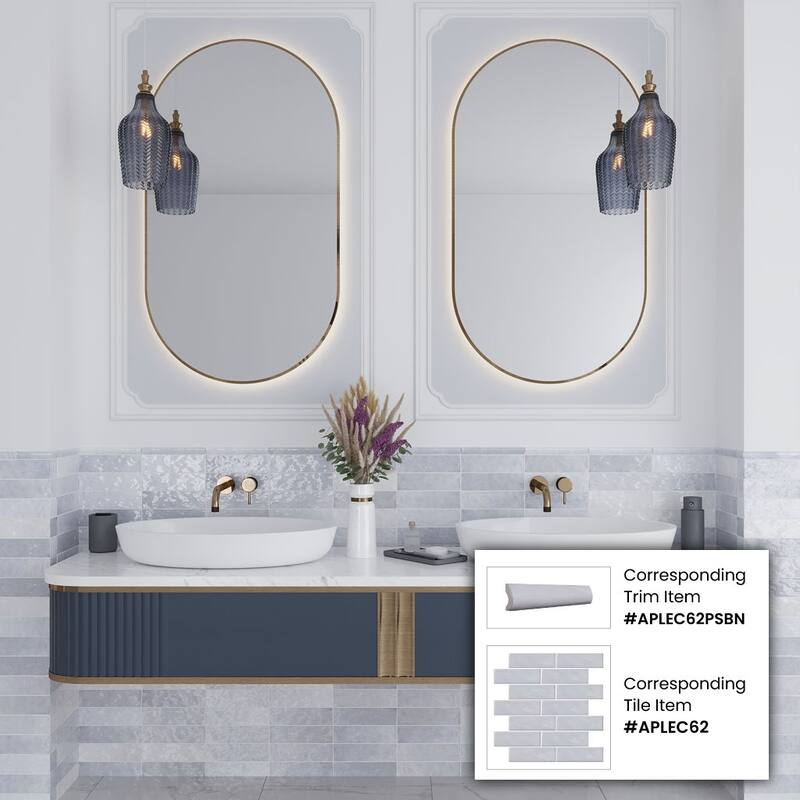 Apollo tile 1" x 8" Chateau Glossy Purple Ceramic Tile (0.56 sq ft/case) - 10 Pack
