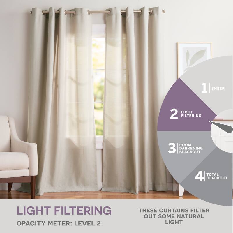 EXCLUSIVE HOME Loha Linen Grommet Top Curtain Panel Pair