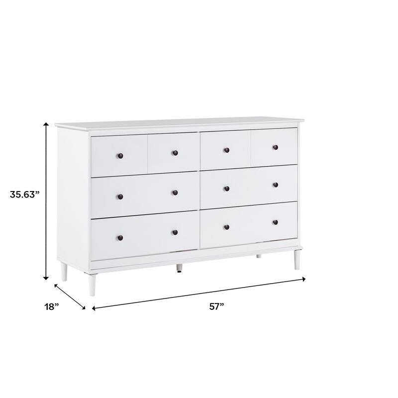 Walker Edison Bullrushes 6-Drawer Solid Wood Dresser