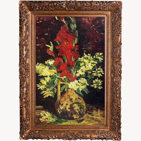 Vincent Van Gogh 'Vase with Gladioli and Carnations' Hand Painted Oil Reproduction