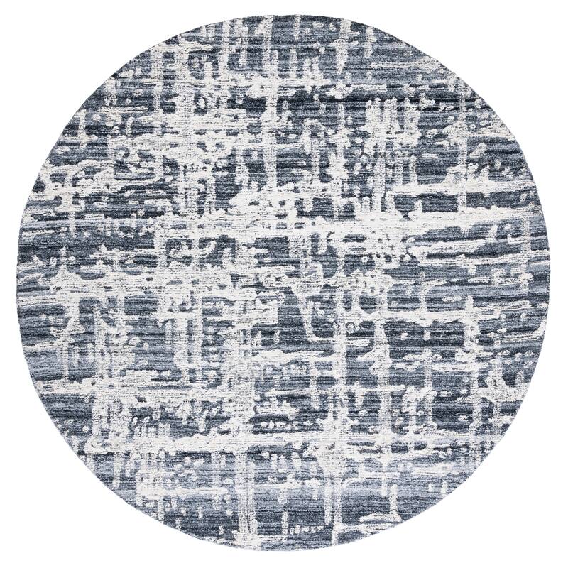 SAFAVIEH Handmade Soho Krystin Modern Abstract Rug - 6' Round - Grey/Ivory