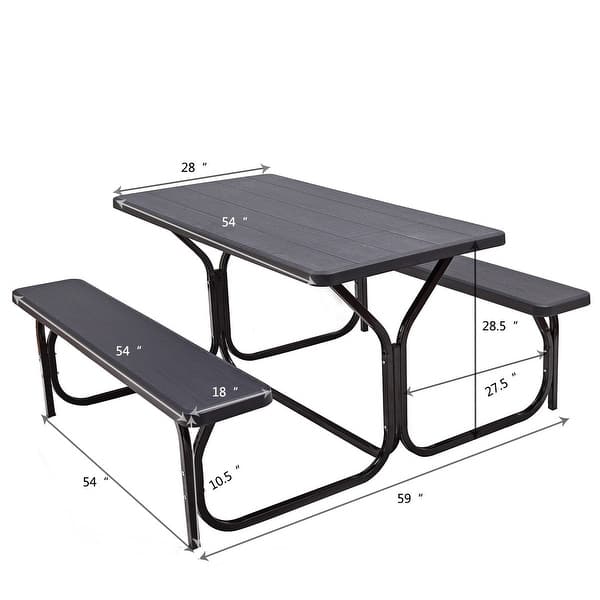 Shop Costway Picnic Table Bench Set Outdoor Backyard Patio Garden