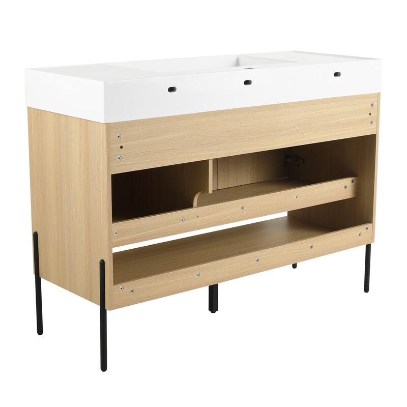 47-Inch Resin Bathroom Vanity with Multi-Layer Solid Wood Frame, Stylish Tripod Design