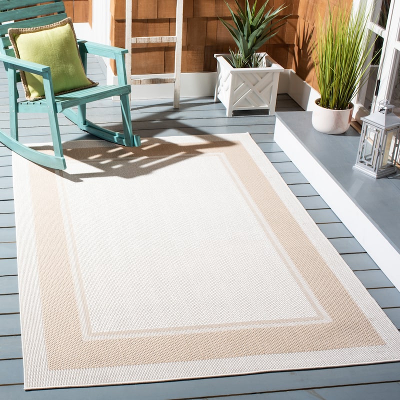 Martha Stewart by SAFAVIEH Washable Temenuzka Indoor/ Outdoor Waterproof Rug - 4'5" x 6'5" - Ivory/Beige