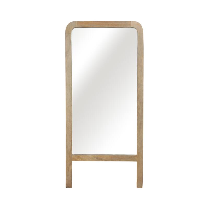 Mango Wood Full-Length Leaning Floor Mirror Footed Base - 60" Brown - 28" x 1" x 60" - Brown - 28" x 1" x 60"