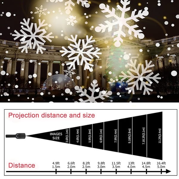 Christmas Snowflake Projector Lamp – Outdoor Holiday Light With 360° Bracket, Fly-Eye Lens For Wall/Ceiling (ABS, Black)
