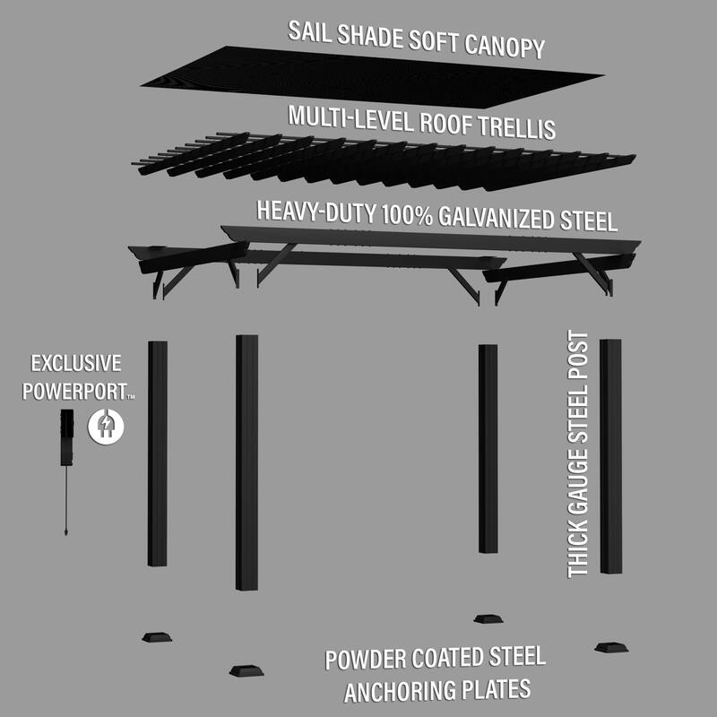 Backyard Discovery Stratford 14x10' Galvanized Steel Pergola w/ Canopy