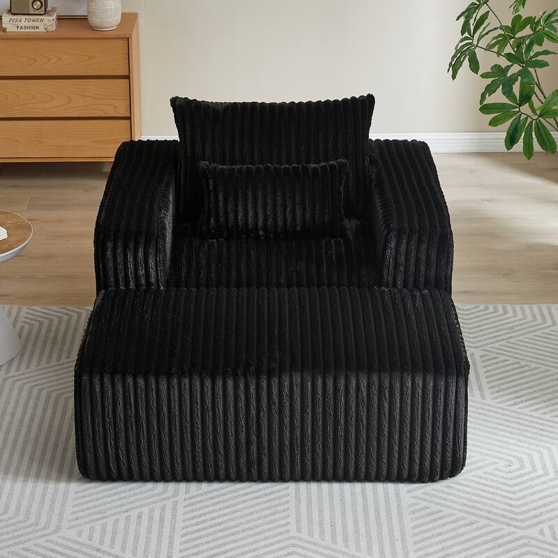 GDFStudio - Amelia Plush Corduroy Recliner Sofa with Removable Footrest for Relaxed Living Room Comfort