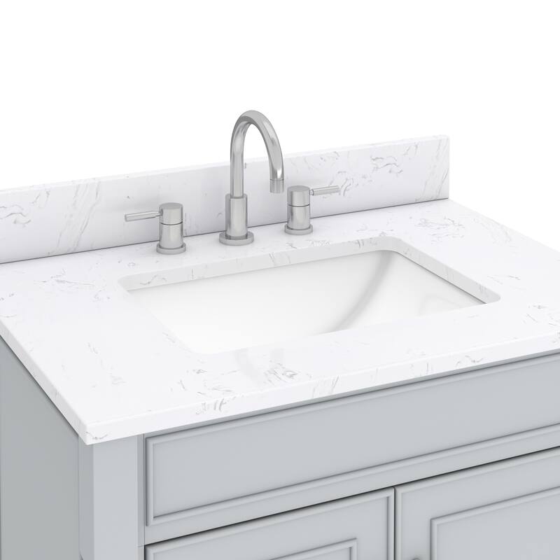 Avanity Bristol 31 in. Bath Vanity in Light Gray finish and Cala White Engineered Top