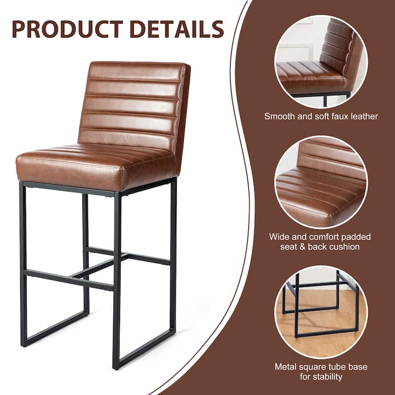 Glitzhome 30"H Modern High Back Upholstered Bar Stools with Metal Legs Set of 2/4