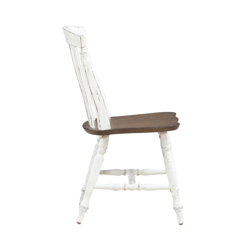 Al Fresco White Oak Slat Back Side Chairs for Dining Room Set of 2 - Width 19" x Depth 19" x Height 35"