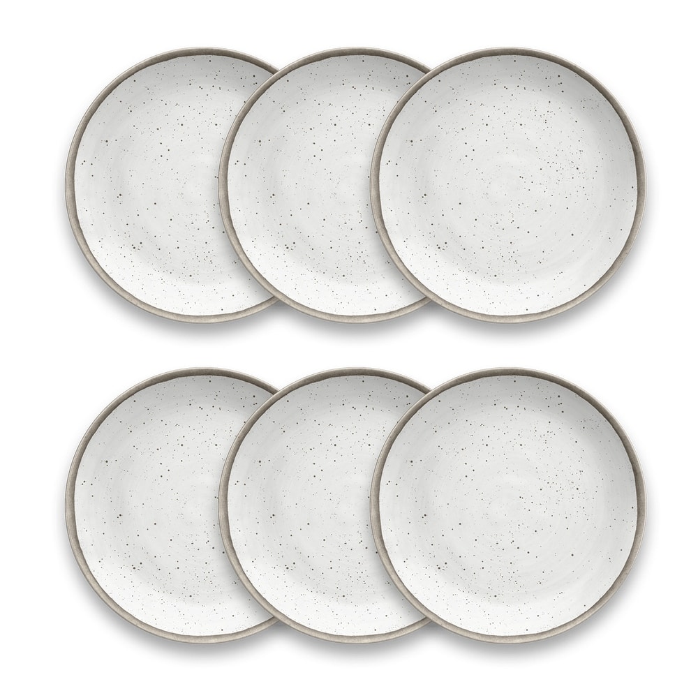 Abode Homewares Retreat Pottery Merge Bamboo Salad Plate - White - 8.5" - Set of 6