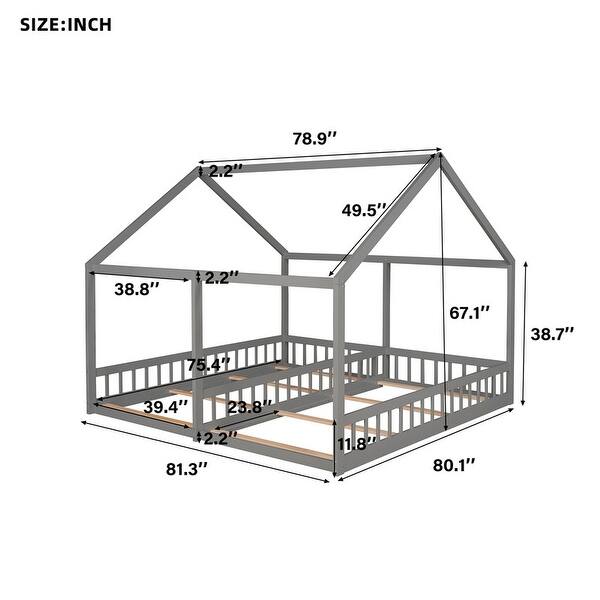 dimension image slide 0 of 2, 2 in 1 Beds Twin Size House Platform Bed for Multiple Family Members