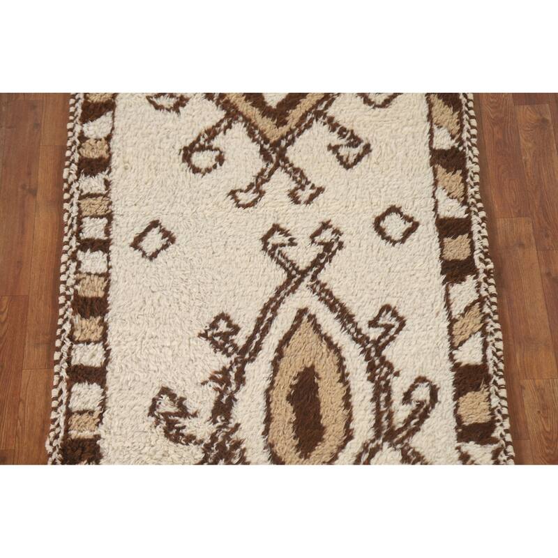 Vegetable Dye Anatolian Turkish Runner Rug Hand-knotted Wool Carpet - 3'3"x 10'4"