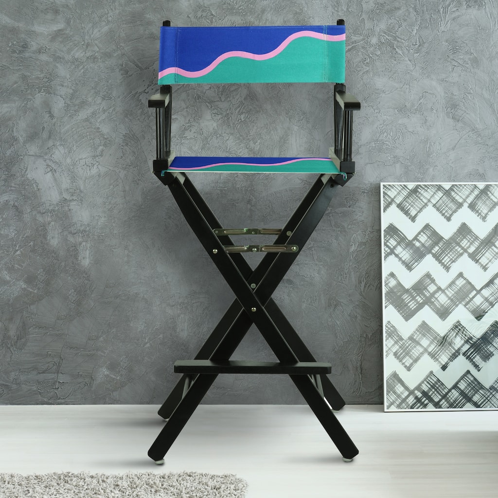 30" Director's Chair Black Frame-Wavy Wave - 23"W x 19"D x 45.5"H