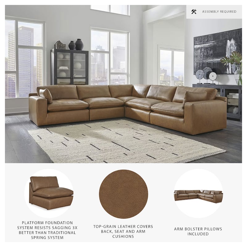 Signature Design by Ashley Emilia Medium Brown 5-Piece Sectional - 132"W x 132"D x 36"H