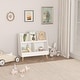 preview thumbnail 7 of 7, Kids Bookshelf and Toy Organizer, 5 Cubbies Wooden Open Bookcase, 2-Tier Baby Storage Display Organizer with Legs, White 