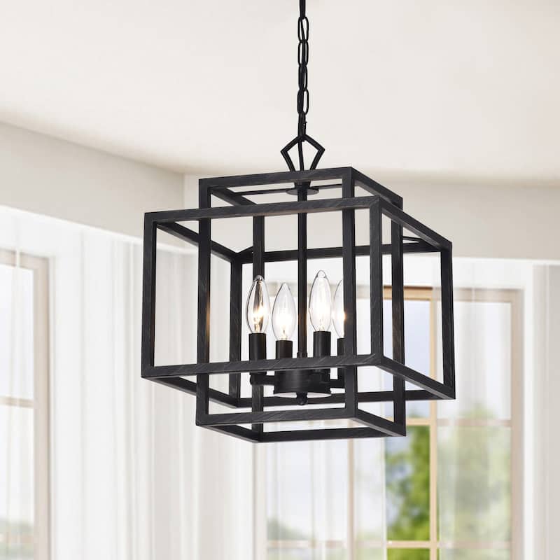 Eleonor Antique Black 4-light Ironwork Chandelier
