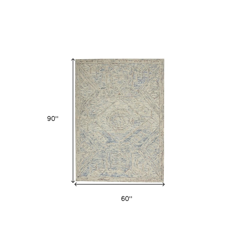 Duhe Power Loomed Geometric Modern Soft Area Rug By HomeRoots - 90' X '60' X '0.5