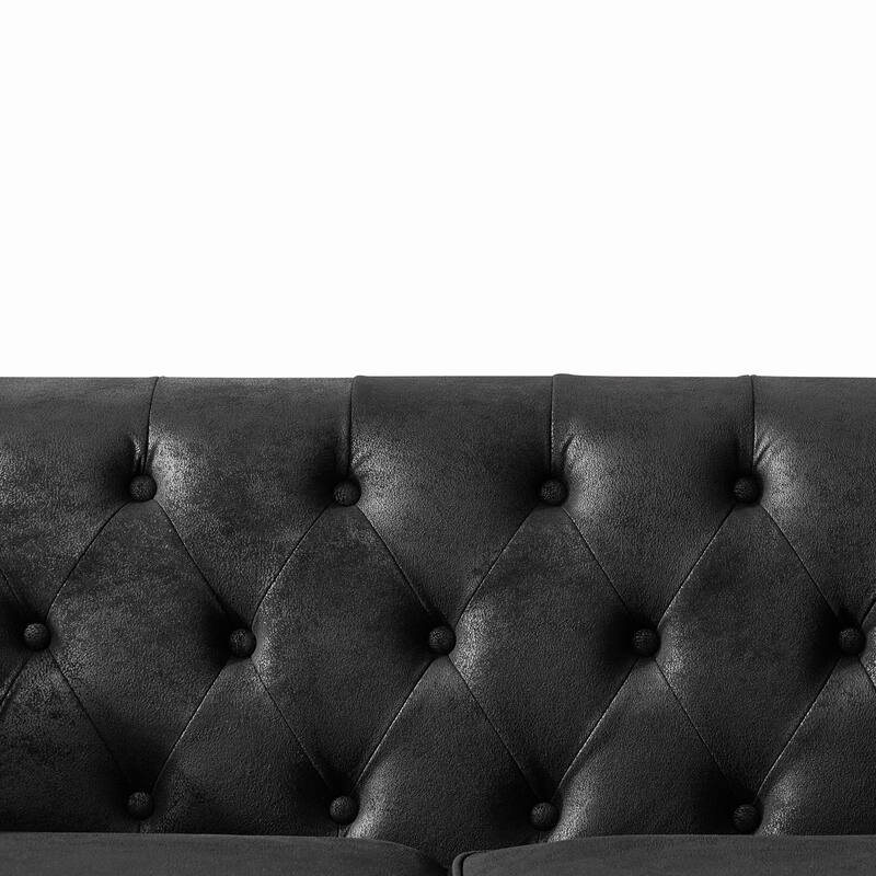 66" Chesterfield Tech-Fabric Loveseat,Mid-Century Modern 2-Seater with Rolled Arms and 450lb Capacity