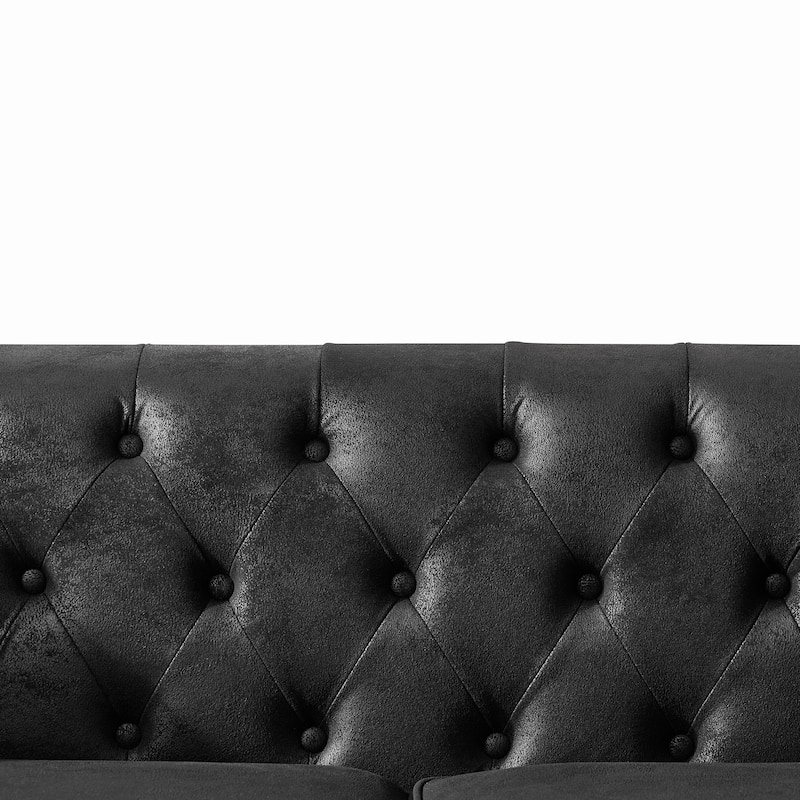 83"Chesterfield ‌Tech Fabric Sofa,High-Tech Fabric Roll Armrest Sofa,Upholstered Modern Couch,3 Seater Couch