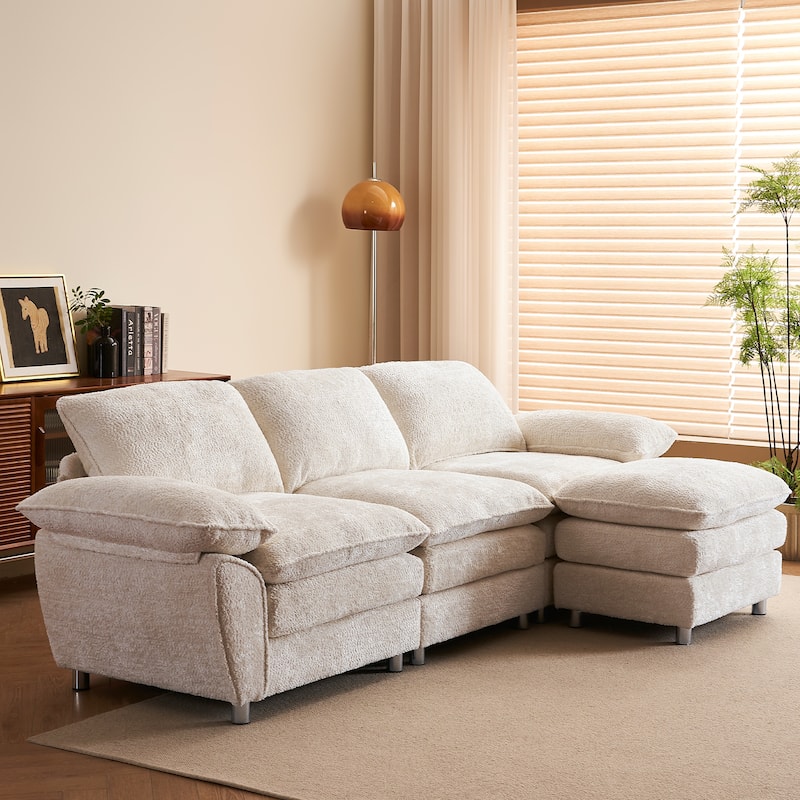 Modern dark three-seater sofa, polyester sofa sleeper, comfortable upholstered furniture for living room, apartment - White