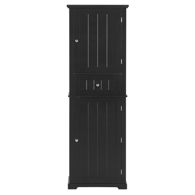 Modern Floor Storage Cabinet Freestanding Cabinet with Adjustable Shelves and Drawer for Bathroom, Living Room, or Bedroom
