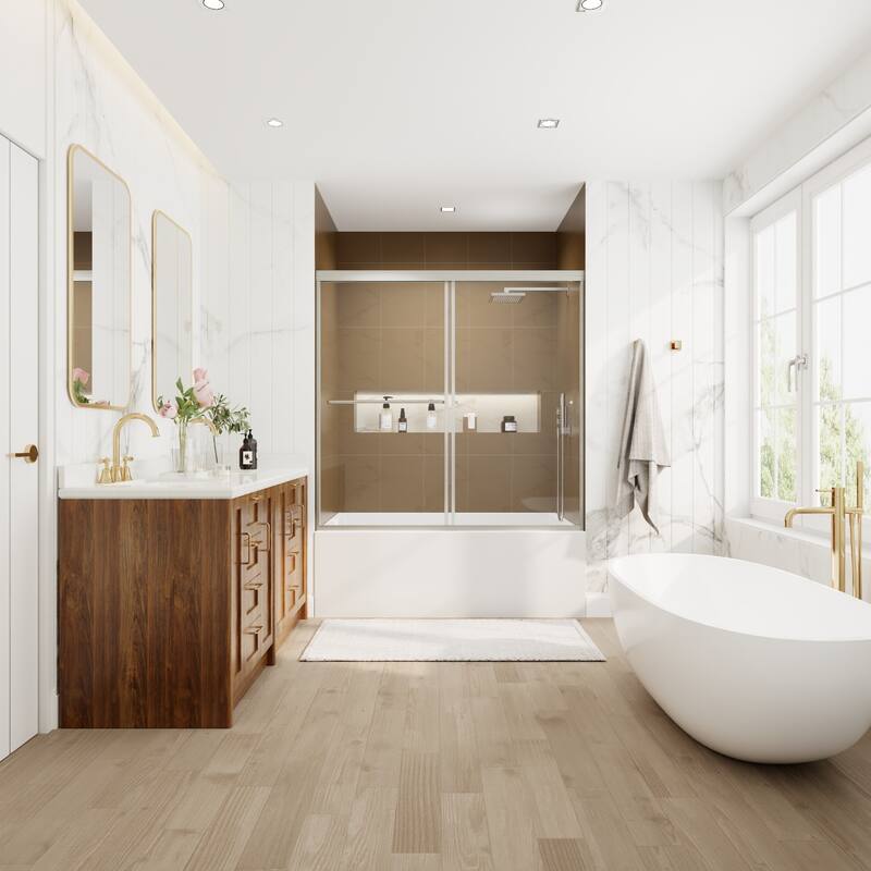 Modland 44-48''x 70'' Glass Shower Door - 44''-48''x 70'' - Brushed Nikel