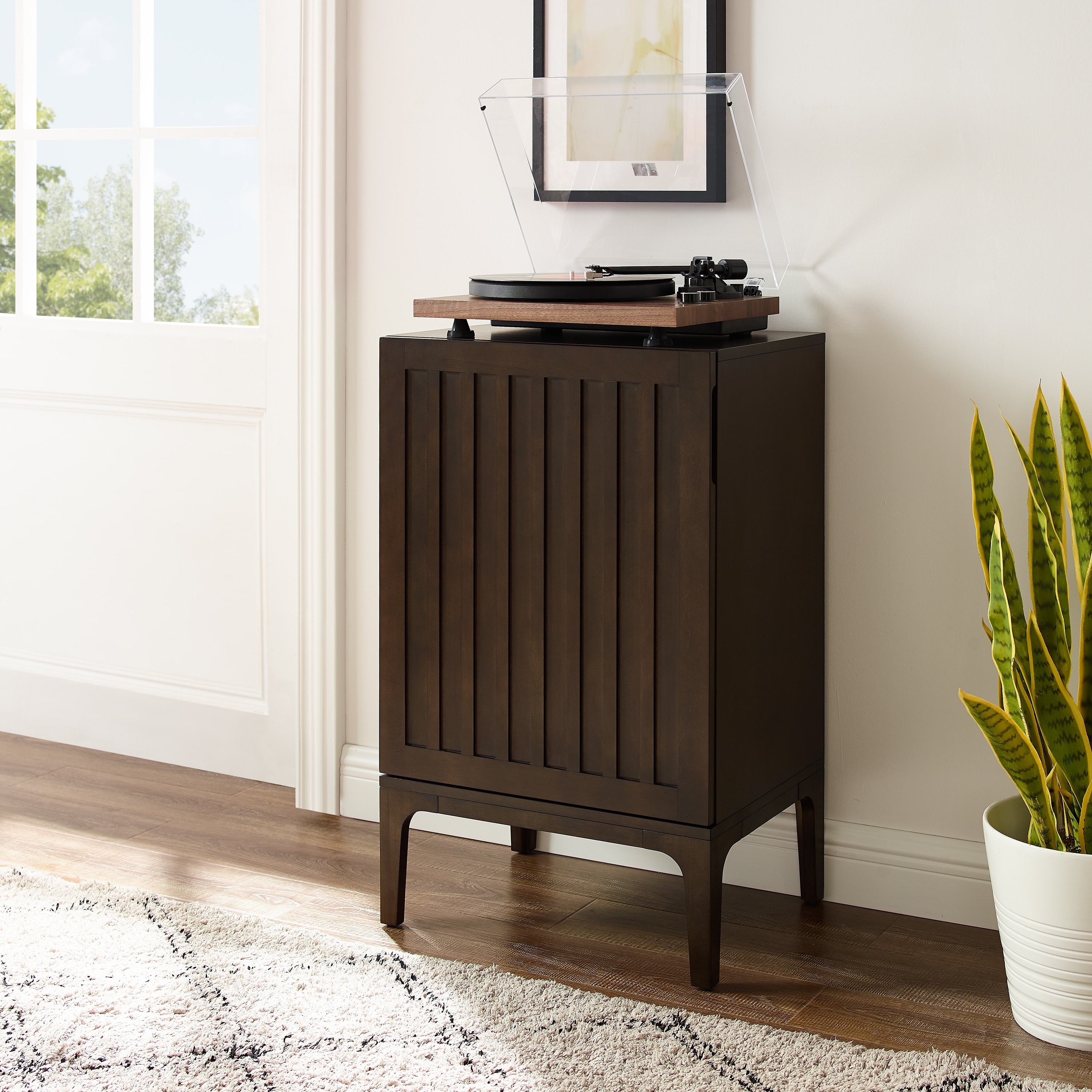 Crosley Asher Record Player Cabinet With Vinyl Storage