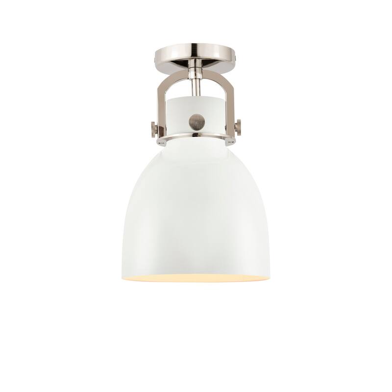 Innovations Lighting 410-1F-15-8 Newton Bell Flush Newton Bell 8" Wide - Polished Nickel