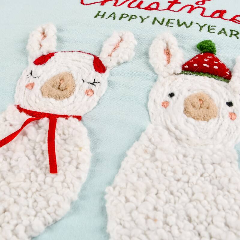 HGTV Home Collection "Merry Christmas" Llama Pillow, White, 18 in